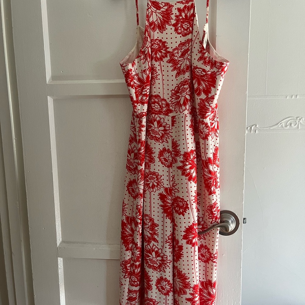 Topshop Red Floral Jumpsuit